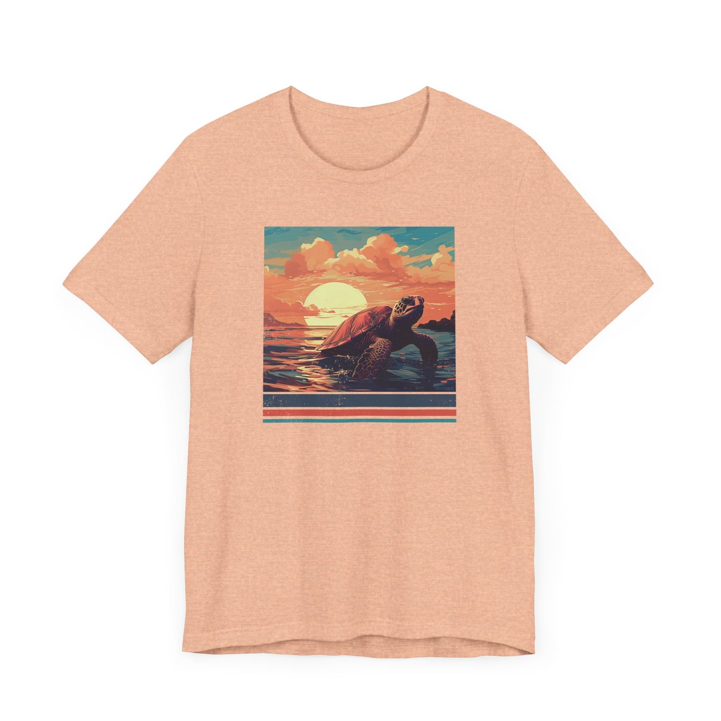Sunset Turtle Graphic Tee - Unisex Eco-Friendly Cotton Shirt by JD Cove