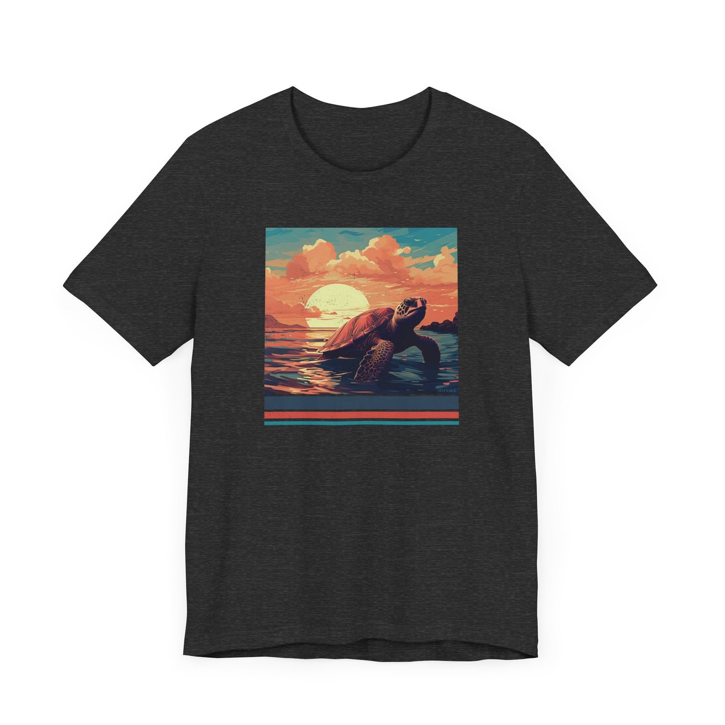Sunset Turtle Graphic Tee - Unisex Eco-Friendly Cotton Shirt by JD Cove