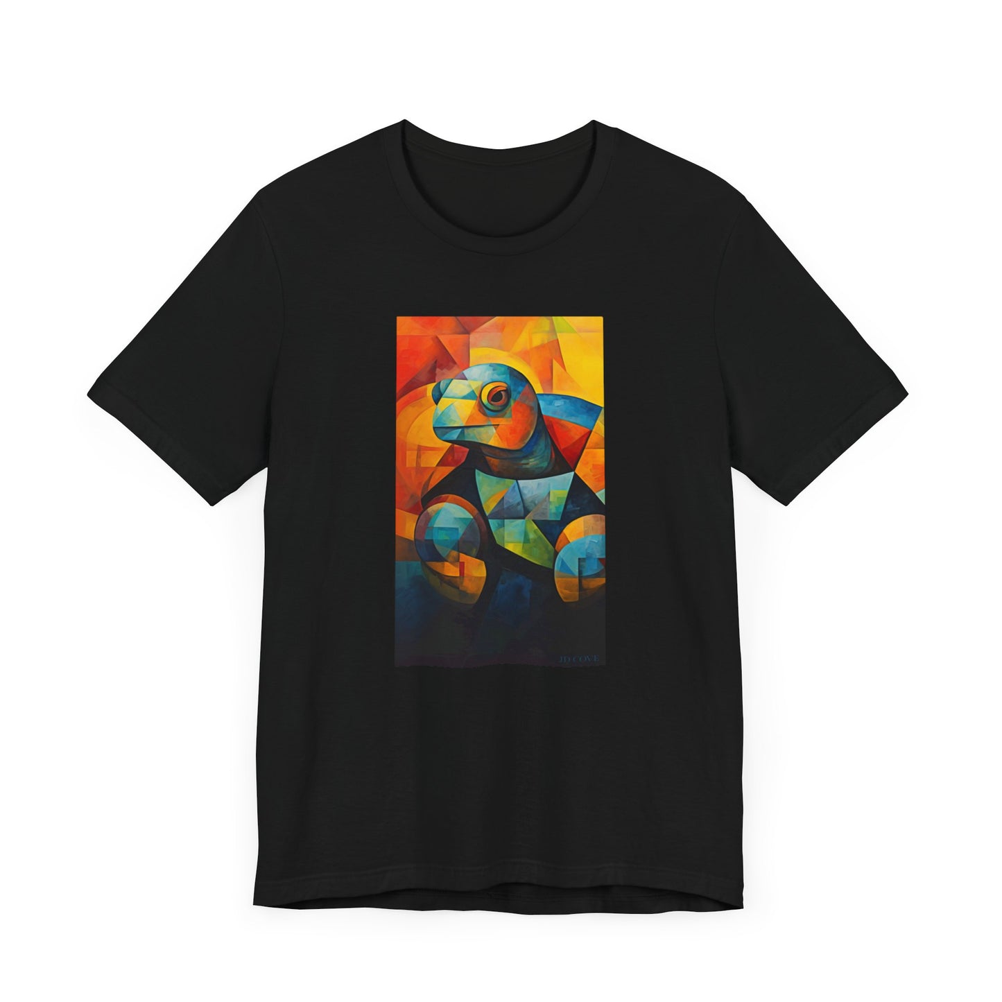 Colorful Cubist Turtle Graphic Tee - Unisex Eco-Friendly Cotton Shirt by JD Cove