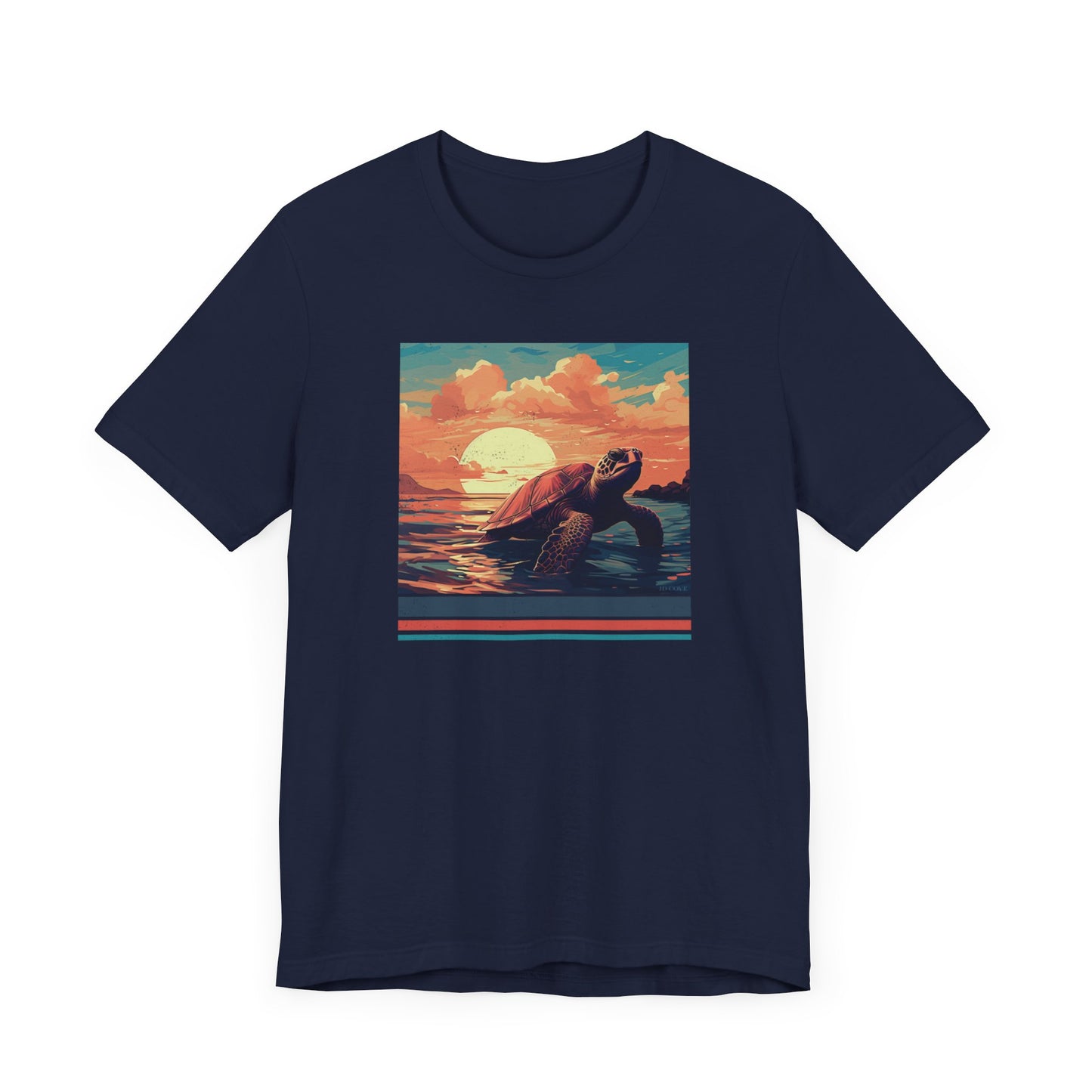 Sunset Turtle Graphic Tee - Unisex Eco-Friendly Cotton Shirt by JD Cove