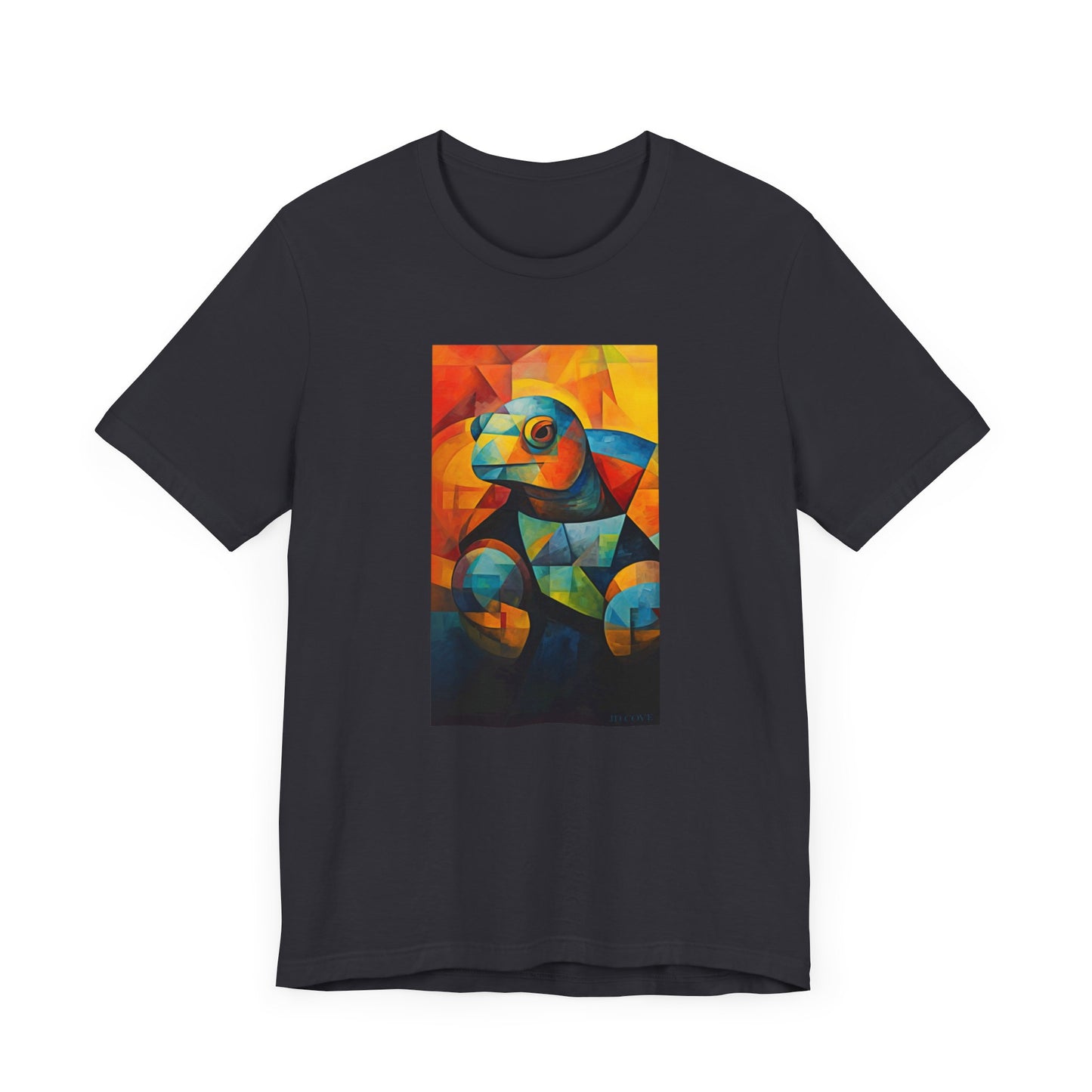 Colorful Cubist Turtle Graphic Tee - Unisex Eco-Friendly Cotton Shirt by JD Cove