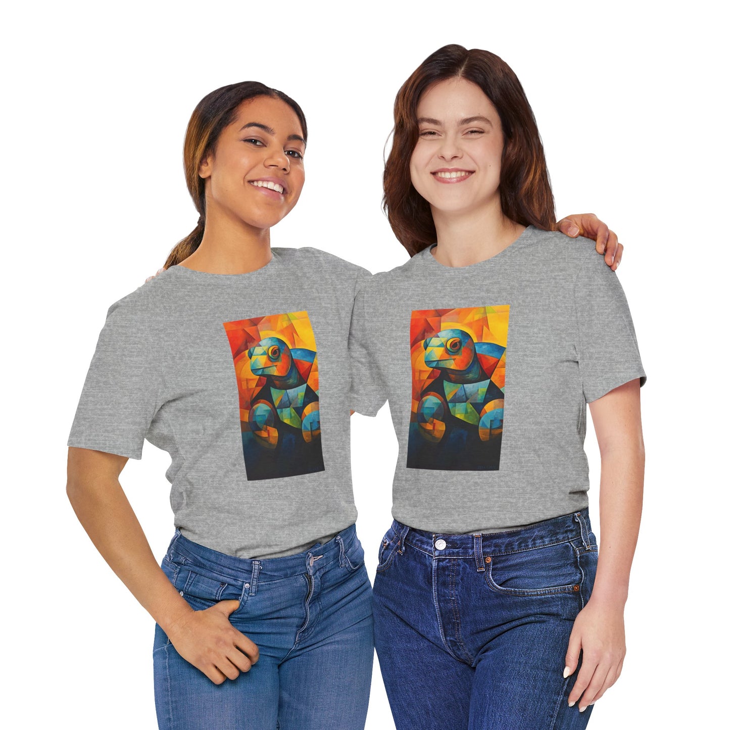 Colorful Cubist Turtle Graphic Tee - Unisex Eco-Friendly Cotton Shirt by JD Cove