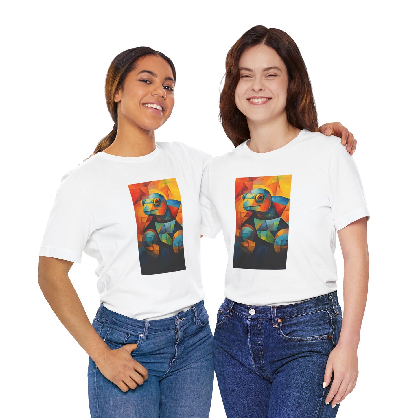 Colorful Cubist Turtle Graphic Tee - Unisex Eco-Friendly Cotton Shirt by JD Cove
