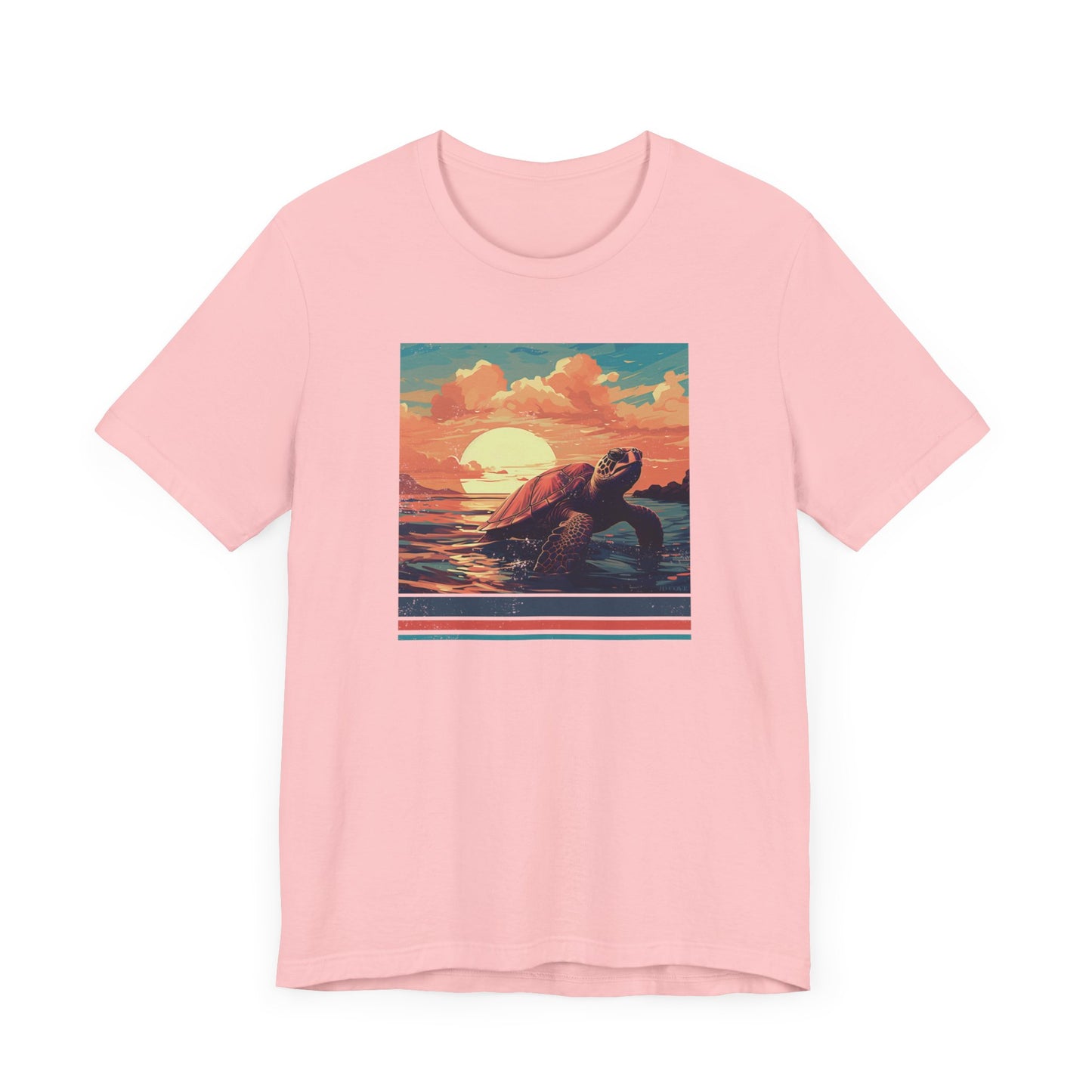 Sunset Turtle Graphic Tee - Unisex Eco-Friendly Cotton Shirt by JD Cove