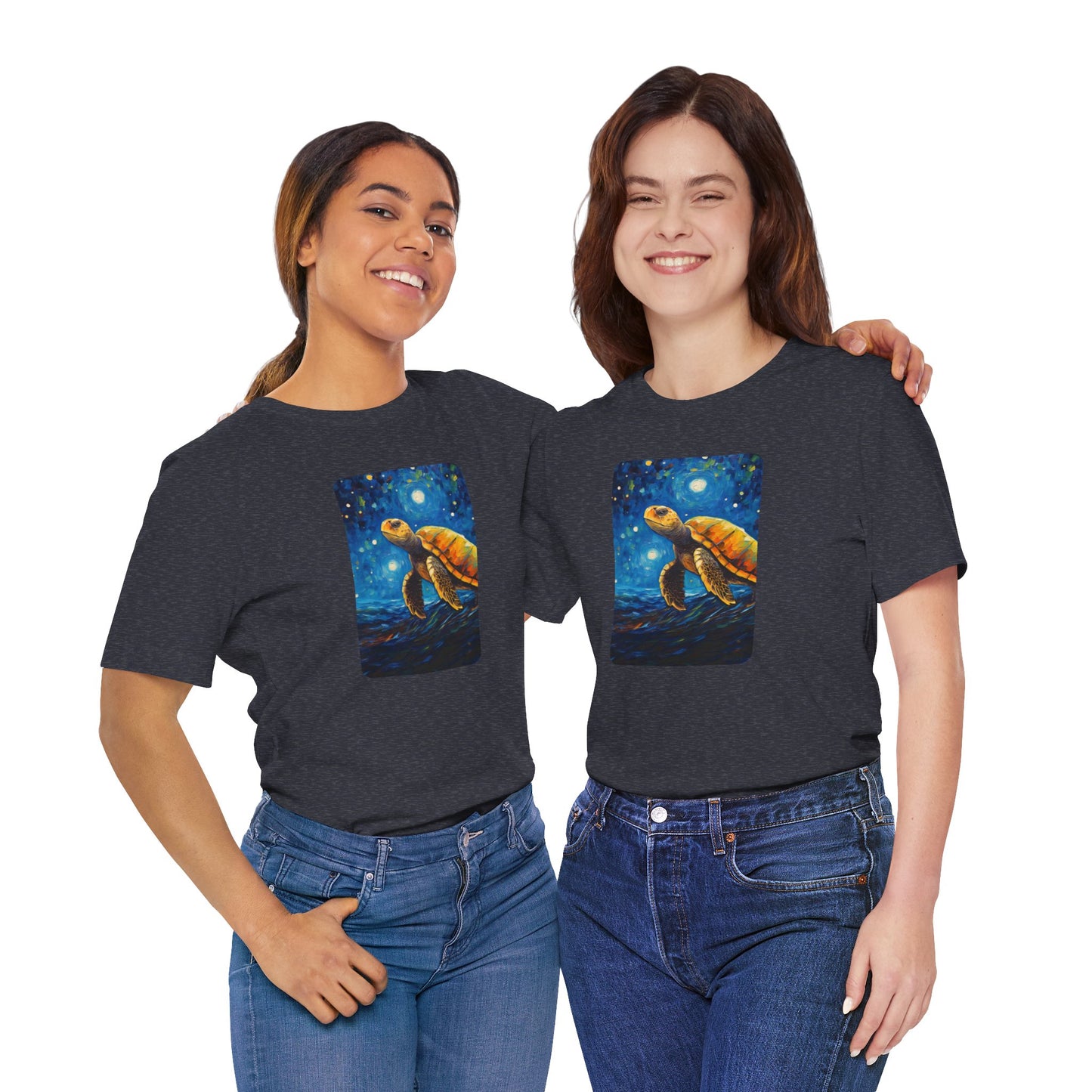 Night Moon Turtle Graphic Tee - Unisex Eco-Friendly Cotton Shirt by JD Cove
