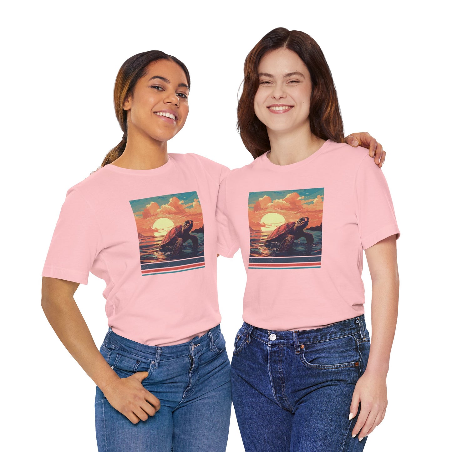 Sunset Turtle Graphic Tee - Unisex Eco-Friendly Cotton Shirt by JD Cove