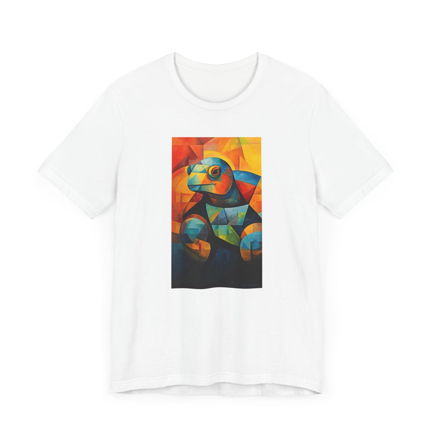 Colorful Cubist Turtle Graphic Tee - Unisex Eco-Friendly Cotton Shirt by JD Cove