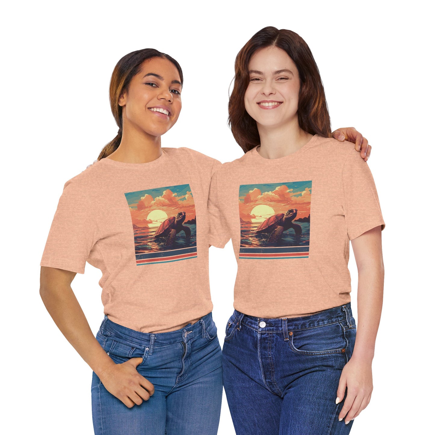 Sunset Turtle Graphic Tee - Unisex Eco-Friendly Cotton Shirt by JD Cove