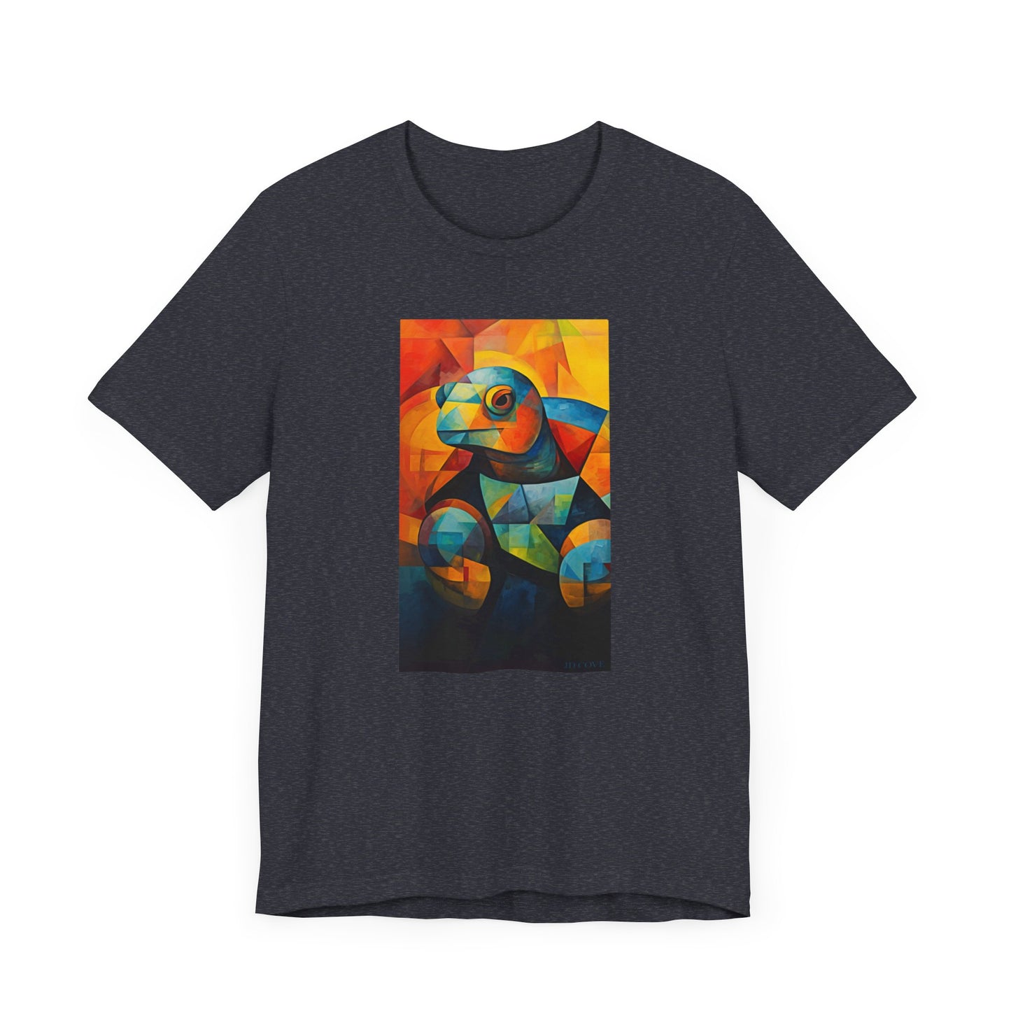 Colorful Cubist Turtle Graphic Tee - Unisex Eco-Friendly Cotton Shirt by JD Cove