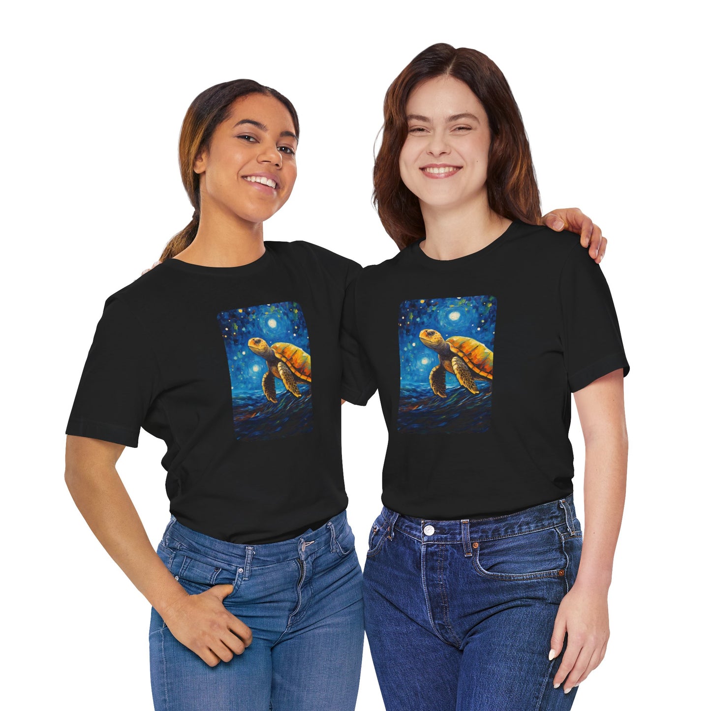 Night Moon Turtle Graphic Tee - Unisex Eco-Friendly Cotton Shirt by JD Cove