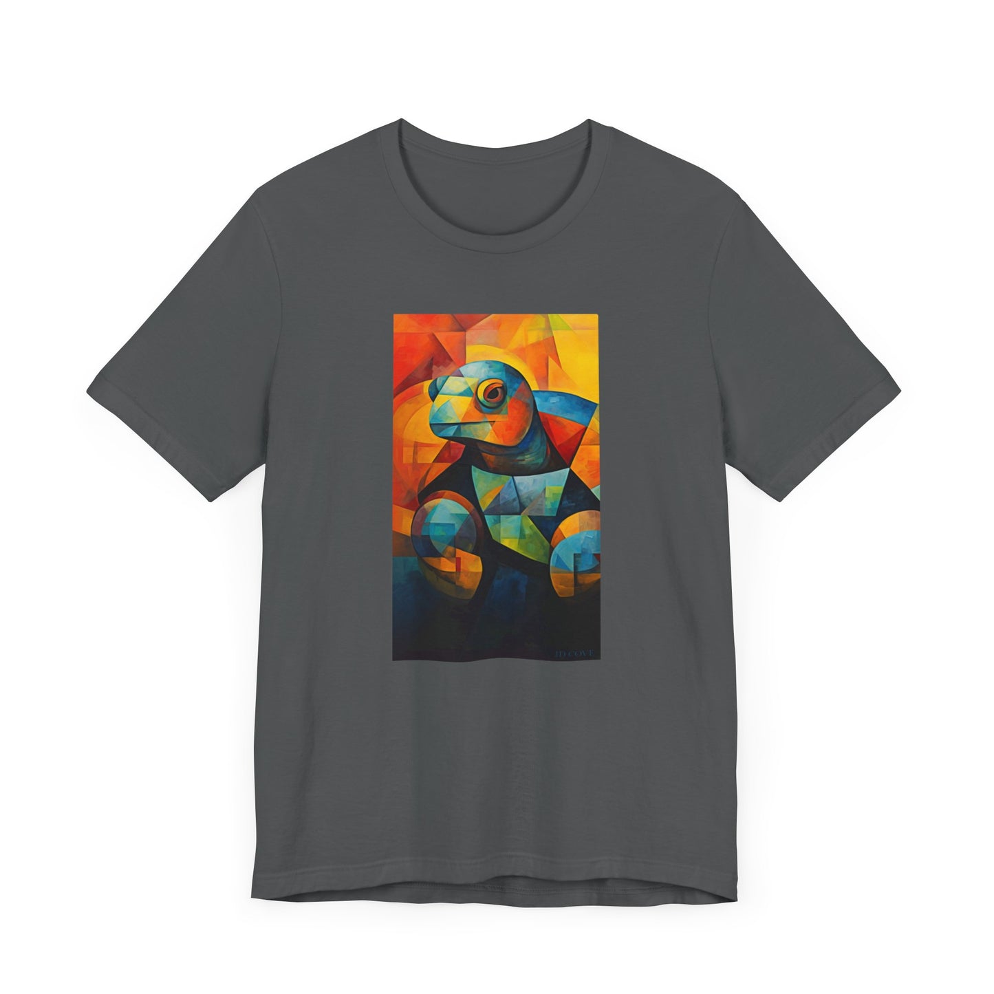 Colorful Cubist Turtle Graphic Tee - Unisex Eco-Friendly Cotton Shirt by JD Cove