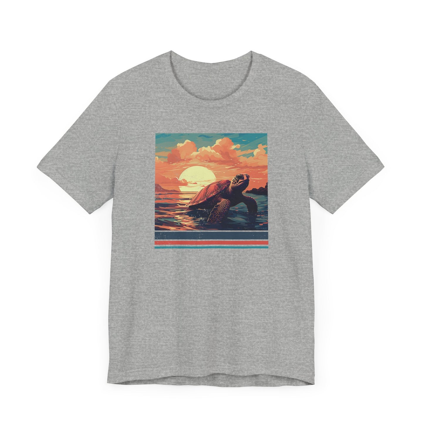 Sunset Turtle Graphic Tee - Unisex Eco-Friendly Cotton Shirt by JD Cove