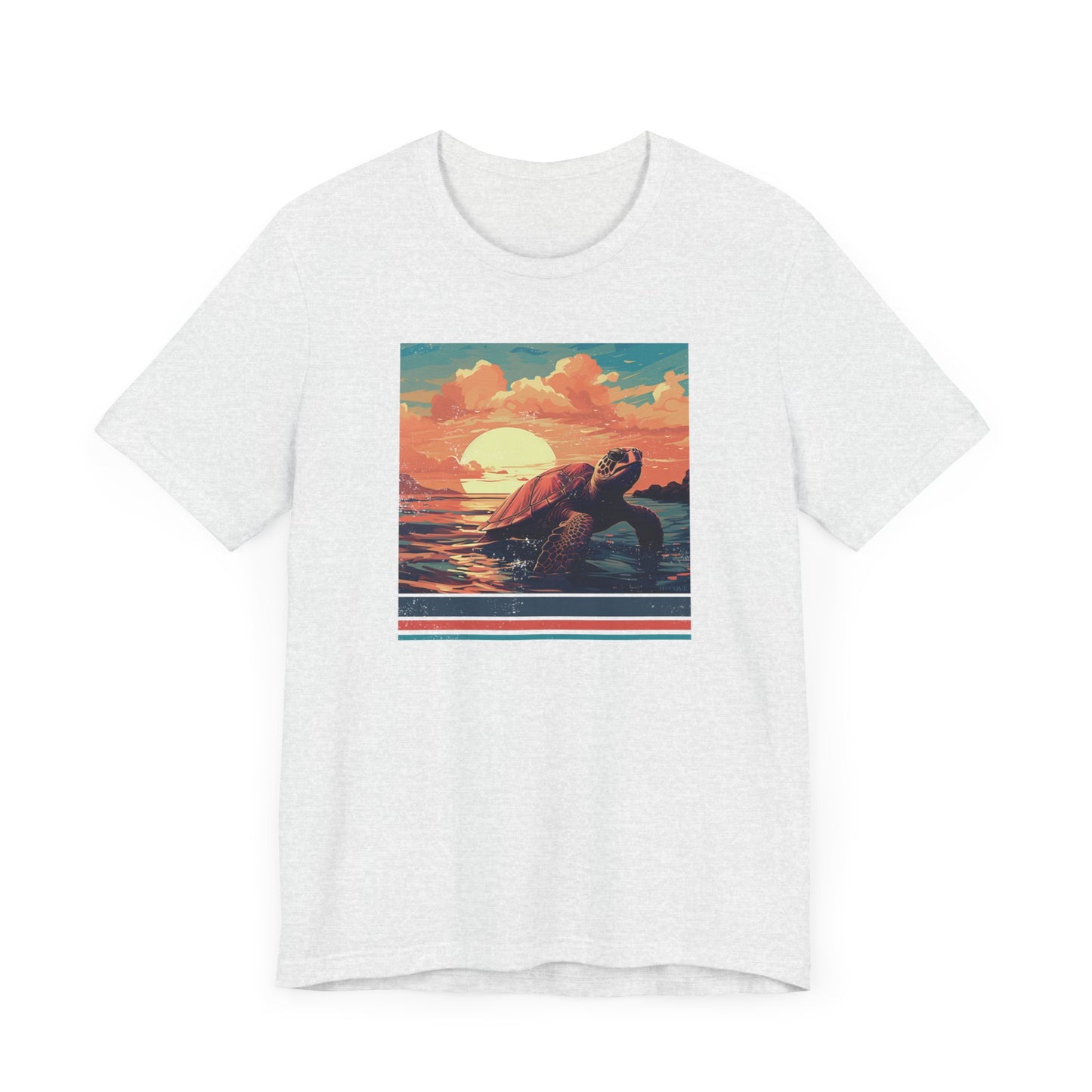 Sunset Turtle Graphic Tee - Unisex Eco-Friendly Cotton Shirt by JD Cove