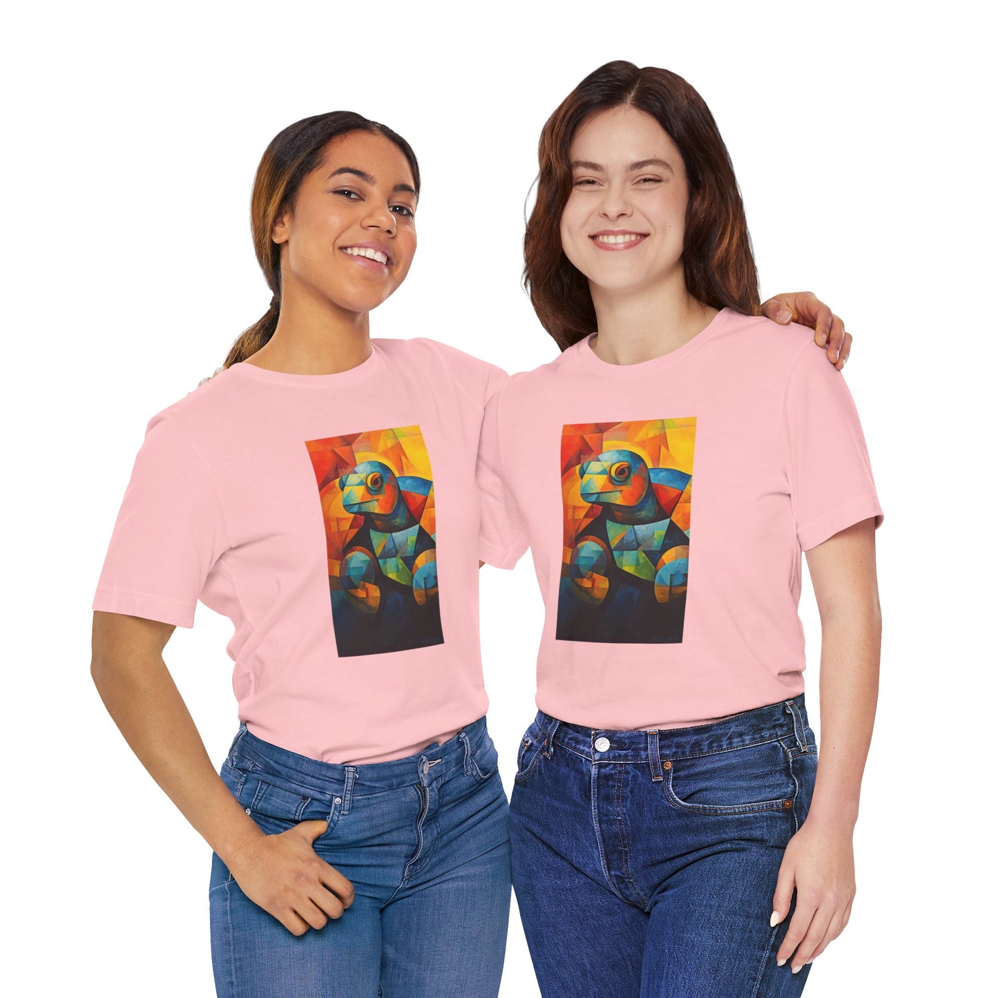 Colorful Cubist Turtle Graphic Tee - Unisex Eco-Friendly Cotton Shirt by JD Cove