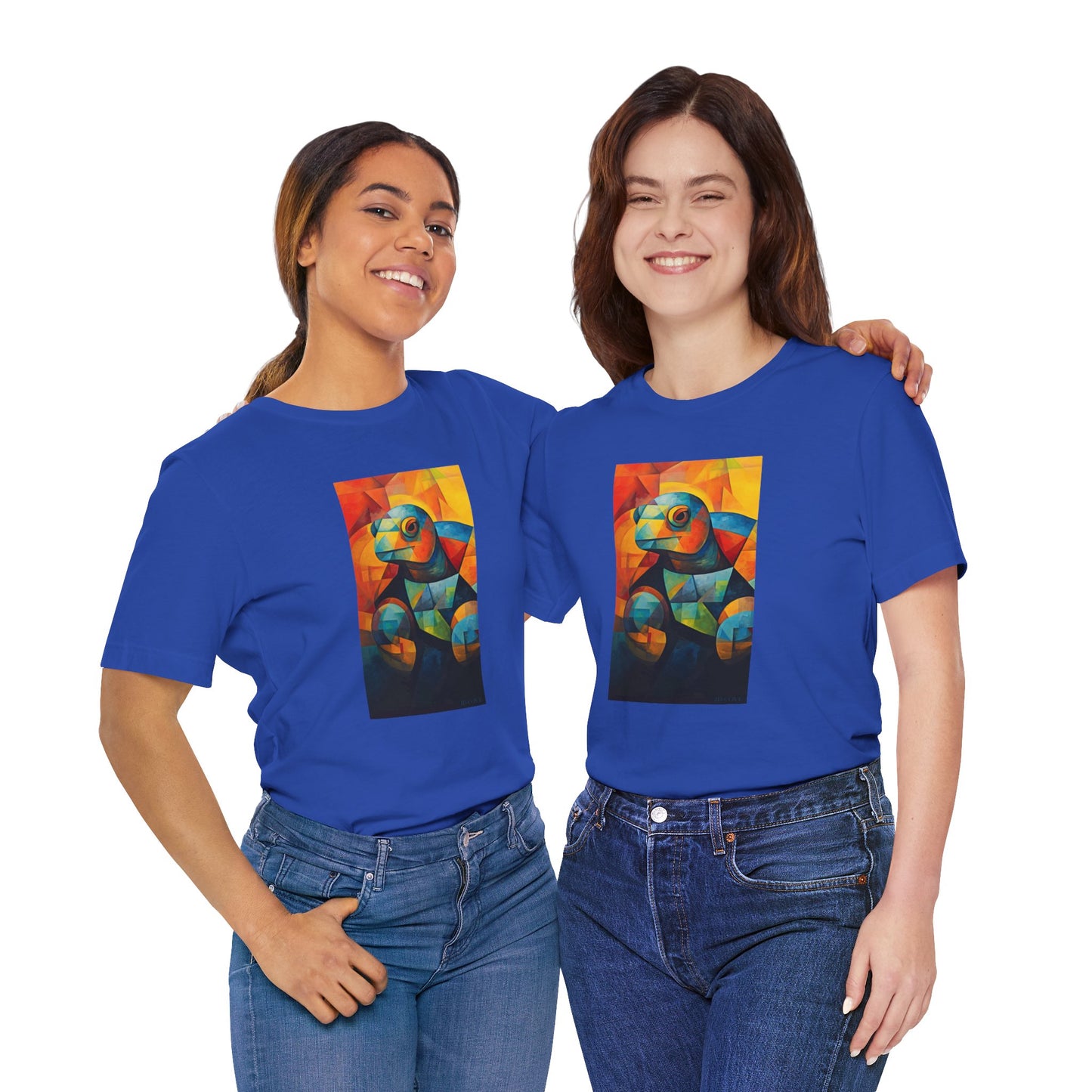 Colorful Cubist Turtle Graphic Tee - Unisex Eco-Friendly Cotton Shirt by JD Cove