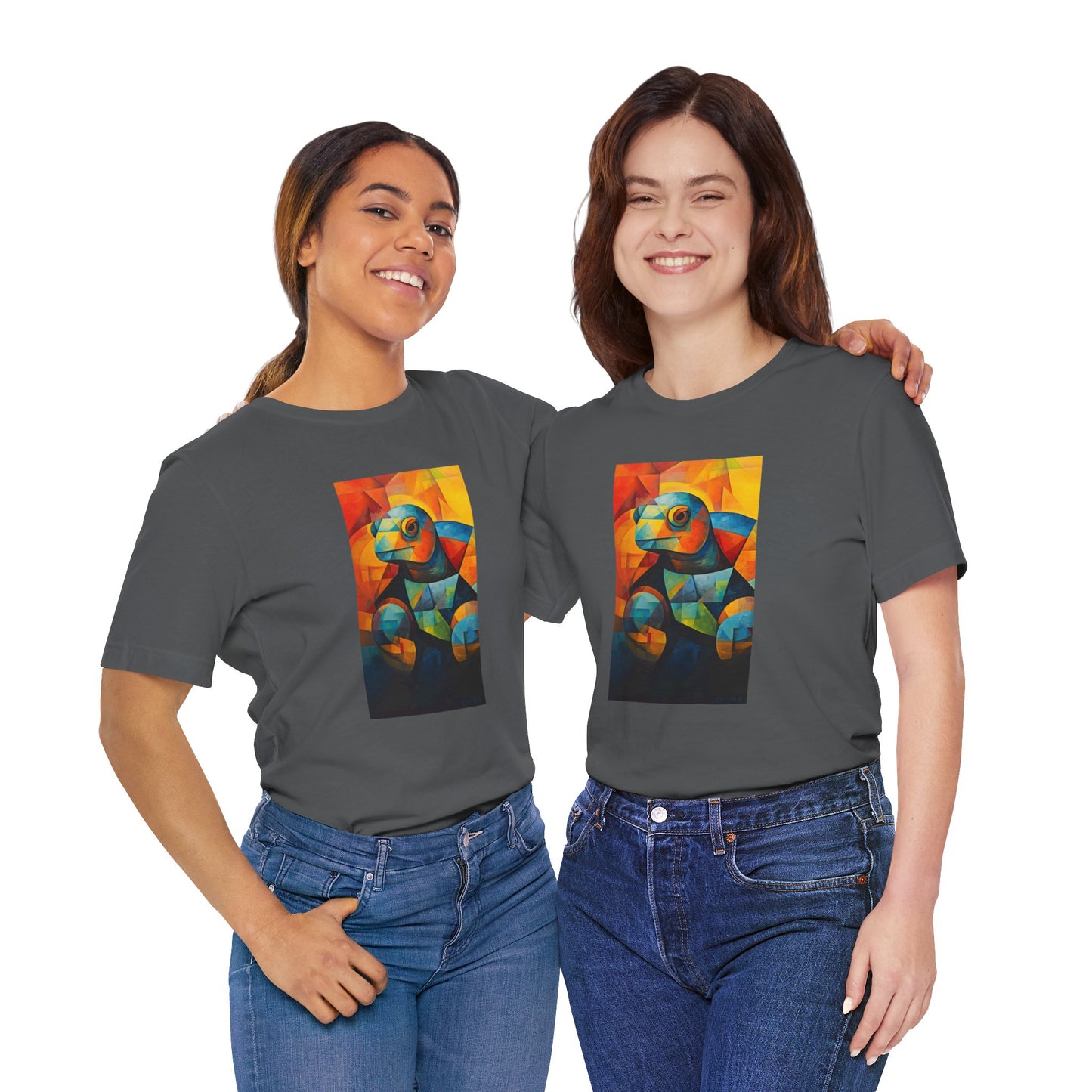 Colorful Cubist Turtle Graphic Tee - Unisex Eco-Friendly Cotton Shirt by JD Cove