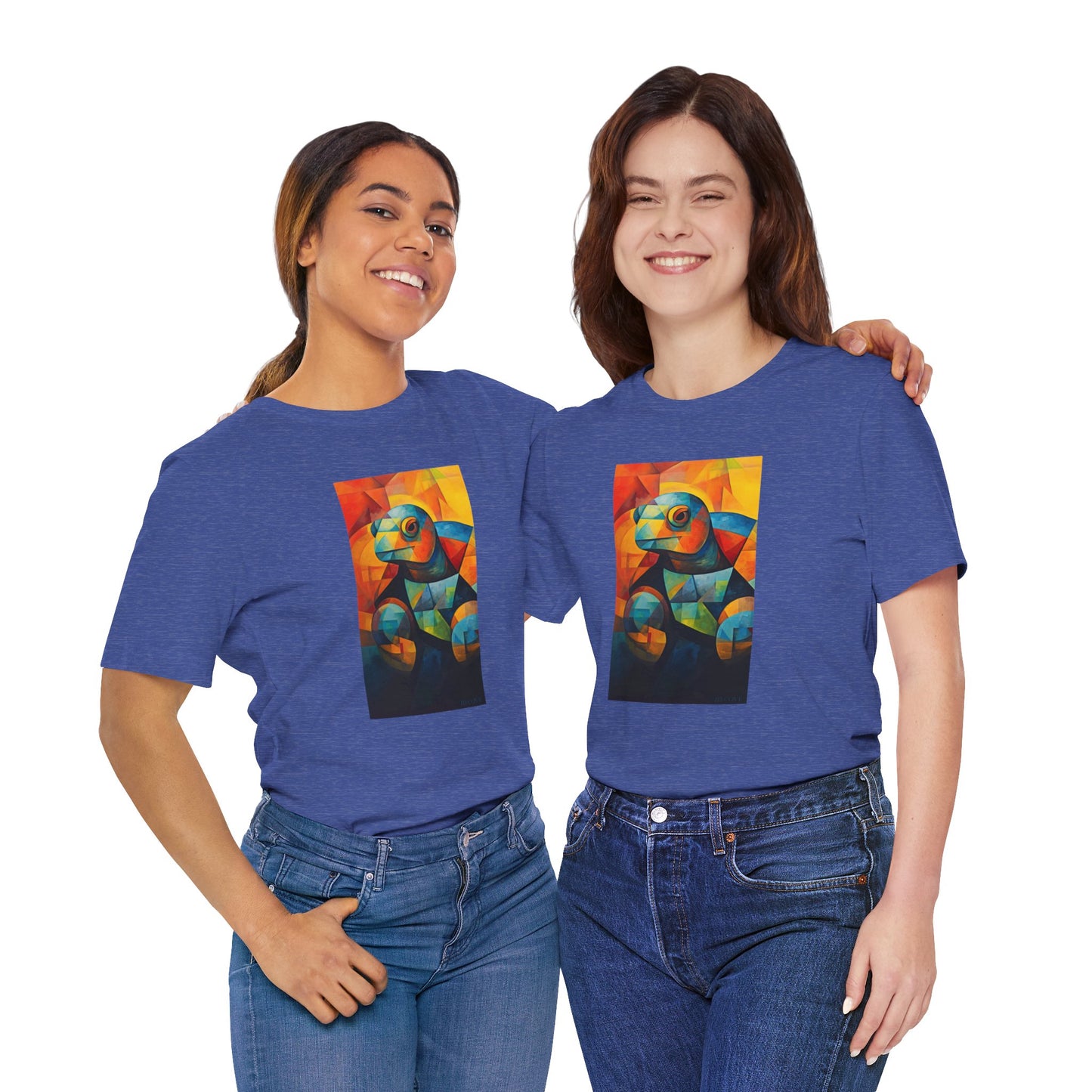 Colorful Cubist Turtle Graphic Tee - Unisex Eco-Friendly Cotton Shirt by JD Cove