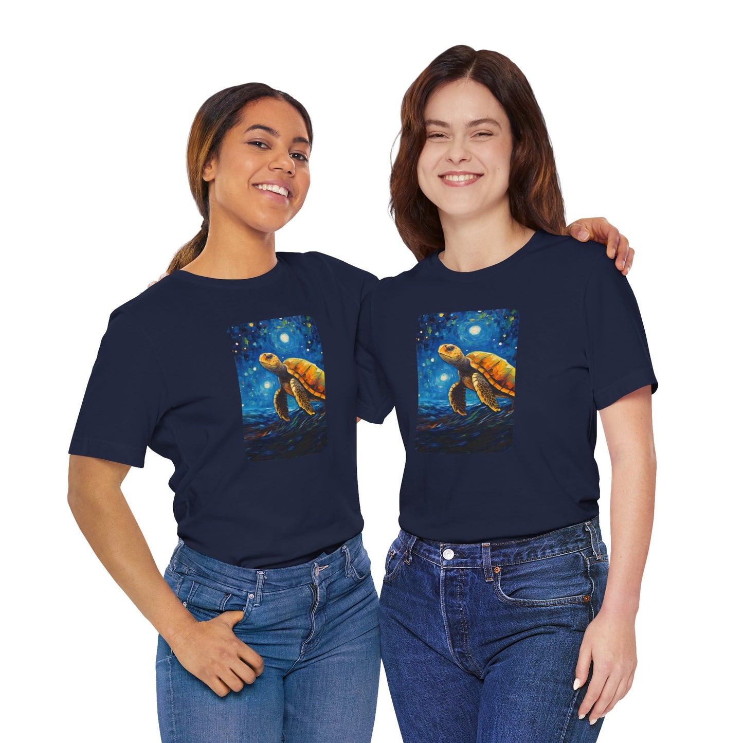 Night Moon Turtle Graphic Tee - Unisex Eco-Friendly Cotton Shirt by JD Cove