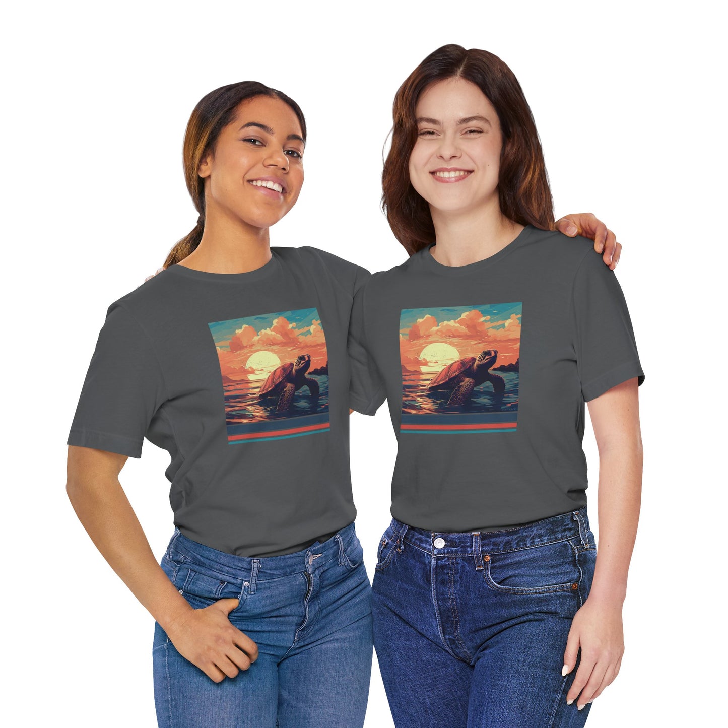 Sunset Turtle Graphic Tee - Unisex Eco-Friendly Cotton Shirt by JD Cove
