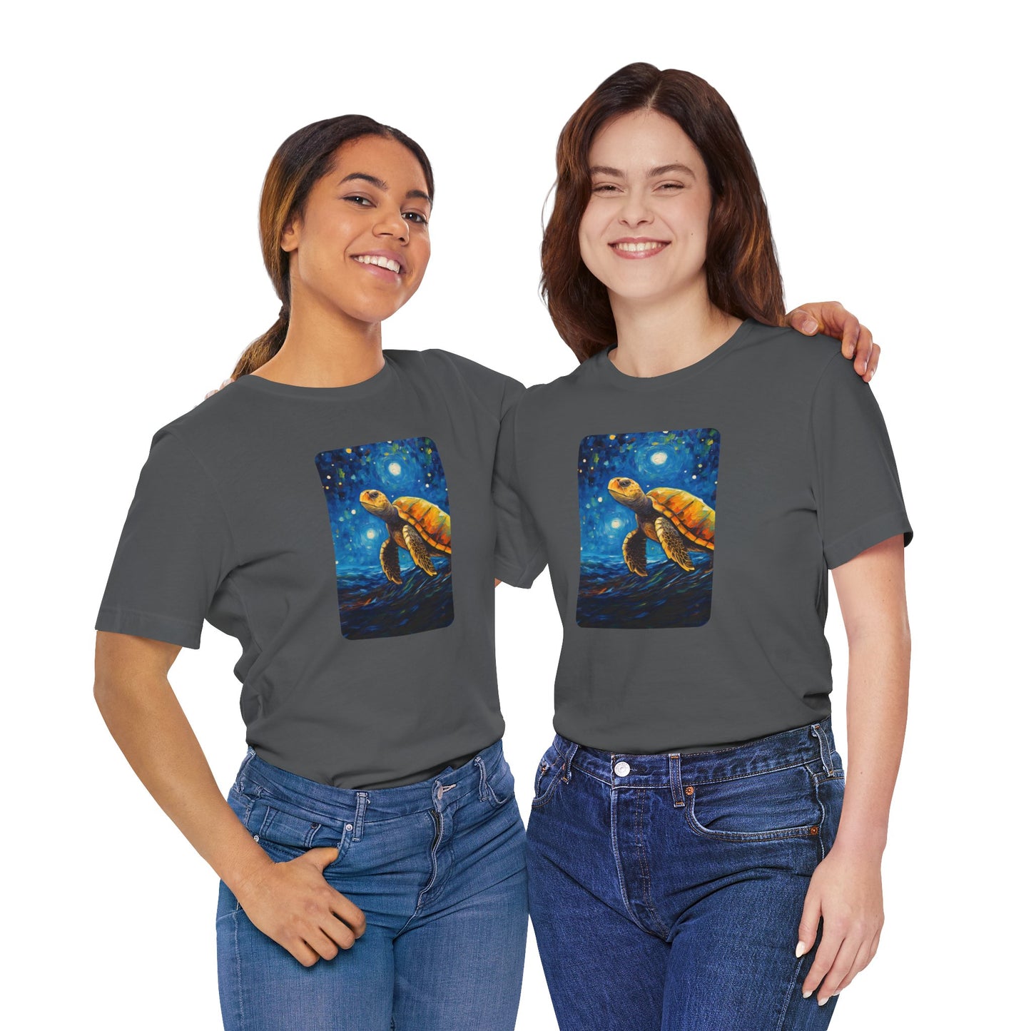 Night Moon Turtle Graphic Tee - Unisex Eco-Friendly Cotton Shirt by JD Cove