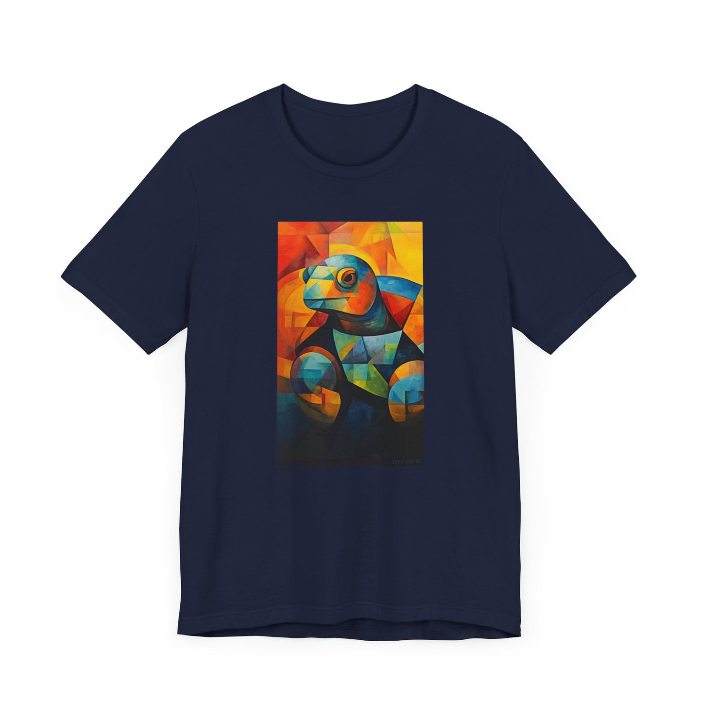 Colorful Cubist Turtle Graphic Tee - Unisex Eco-Friendly Cotton Shirt by JD Cove