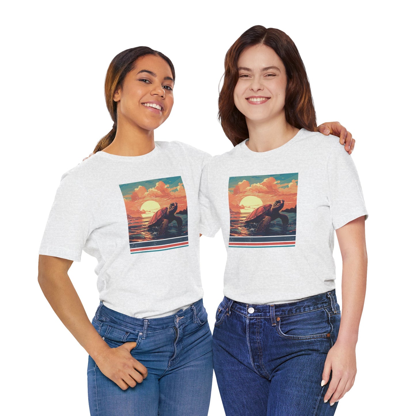 Sunset Turtle Graphic Tee - Unisex Eco-Friendly Cotton Shirt by JD Cove