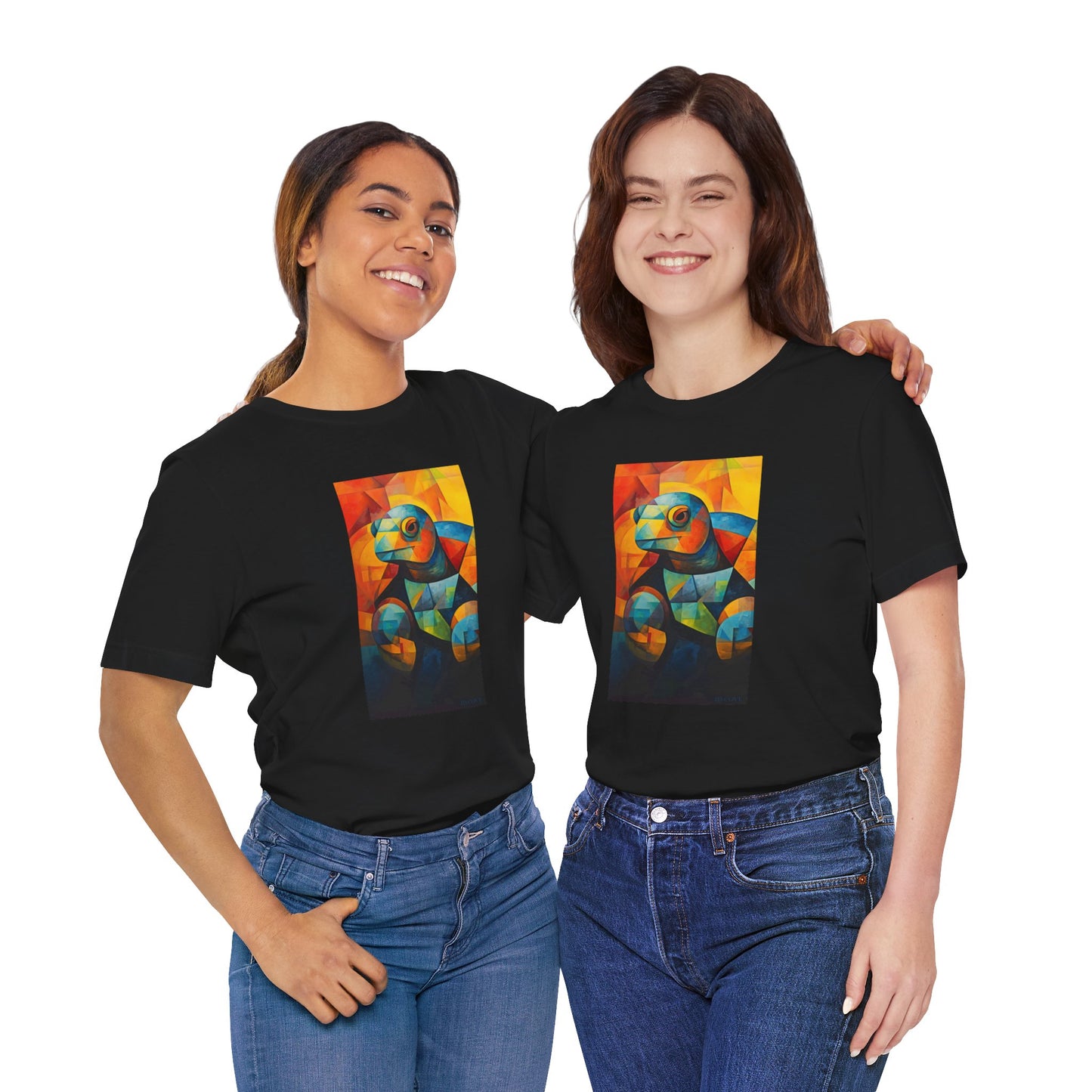 Colorful Cubist Turtle Graphic Tee - Unisex Eco-Friendly Cotton Shirt by JD Cove